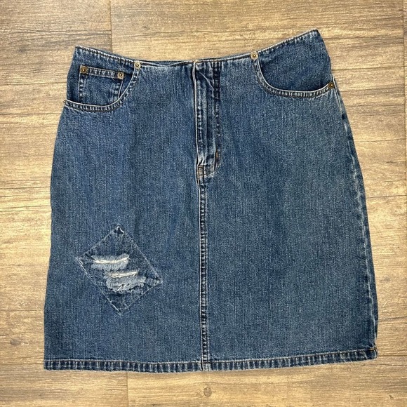 Vintage Polo Jeans Co Ralph Lauren Denim Skirt Size‎ 14 Distressed (small) 90s - Picture 2 of 6